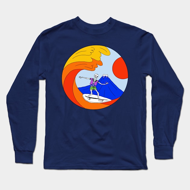 Skeleton Rides The Great Heatwave - survive the global warming Long Sleeve T-Shirt by gekilemon